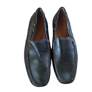 Bass Hank Leather Driving Mocs Shoe Black Mens 9.5M Slip On Casual